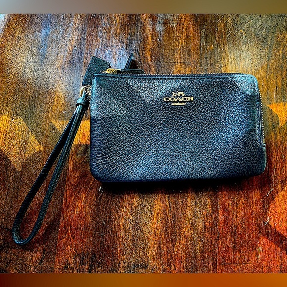 Black Coach wallet, double zip, gold details, wristlet, new condition, no tags. - Picture 4 of 5